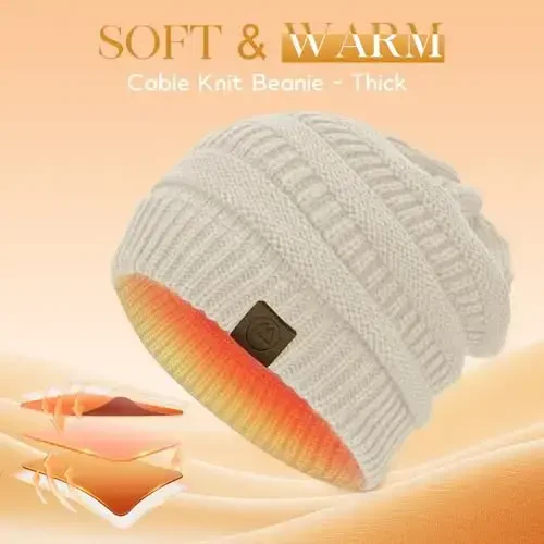 Durio Winter Hats for Women Cable Knit Beanie Soft Womens Beanies Thick Winter Hat - 2