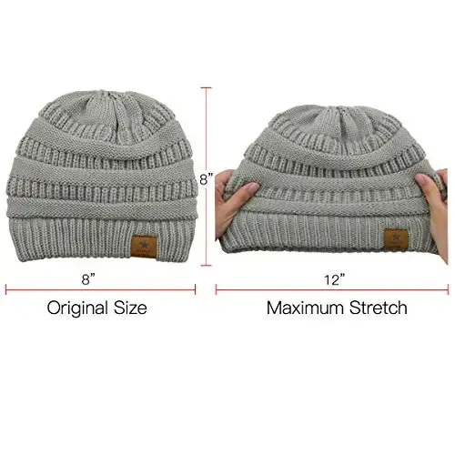 Durio Womens Knit Beanie Winter Thick Solid Fleece Lined Beanie Hats for Women Men Unisex Warm Skiing Beanies - 3