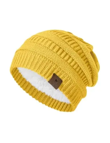 Durio Womens Knit Beanie Winter Thick Solid Fleece Lined Beanie Hats for Women Men Unisex Warm Skiing Beanies 