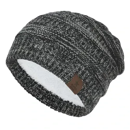 Durio Womens Knit Beanie Winter Thick Solid Fleece Lined Beanie Hats for Women Men Unisex Warm Skiing Beanies - 1