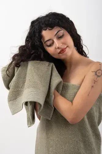 DURU 2 li Banyo havlu seti | Havlu | Havlu Takımı | Hamam Takımı | Çeyiz Havlusu-YEŞİL - GÜVENAL (1)