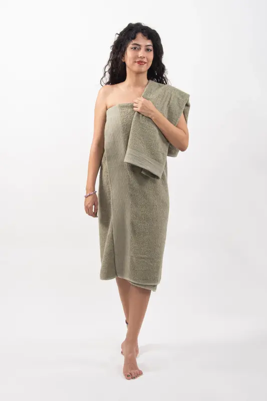 DURU 2-piece Bath towel set | Towel | Towel Set | Hammam Set | Dowry Towel - GREEN - 3