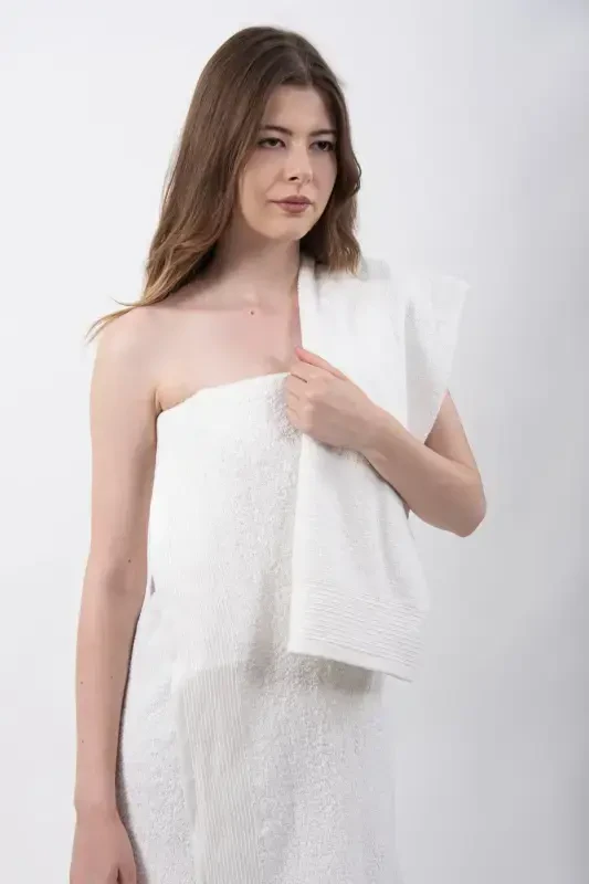 Duru 2 Ply Bath Towel Set | Towel | Towel Set | Turkish Bath Set | Dowry Towel-White - 1