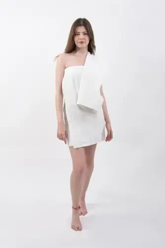 Duru 2 Ply Bath Towel Set | Towel | Towel Set | Turkish Bath Set | Dowry Towel-White - GÜVENAL (1)