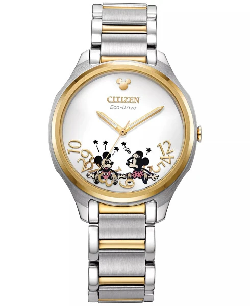 Falling Mickey & Minnie Two-Tone Stainless Steel Bracelet Watch 35mm-Two-tone - CITIZEN