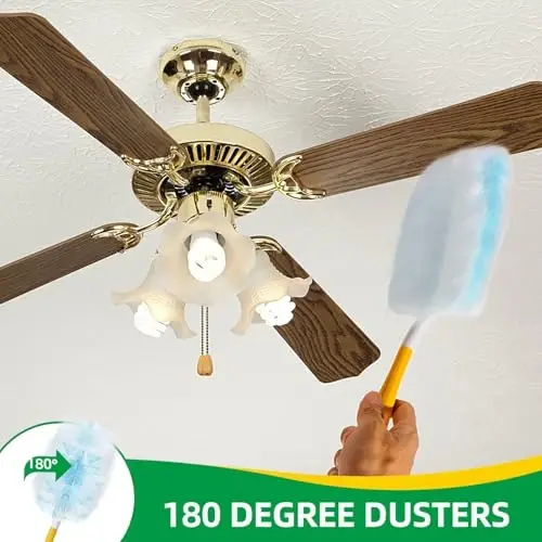 Duster Refills,Static Dust Removal Brush Disposable Dusting Head Compatible with Swiffer Duster Refills for Electronics, Furniture, Blinds, Ceiling Fans (Yellow, 30 PCS) - 7