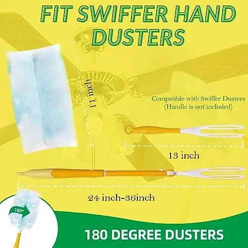 Duster Refills,Static Dust Removal Brush Disposable Dusting Head Compatible with Swiffer Duster Refills for Electronics, Furniture, Blinds, Ceiling Fans (Yellow, 30 PCS) - 2