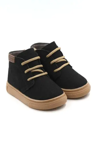 Dusty Orthopedic Zippered Lace-up Girls-Boys Boot Shoe-BLACK 