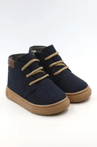 Dusty Orthopedic Zippered Lace-up Girls-Boys Boot Shoe-NAVY BLUE - 1