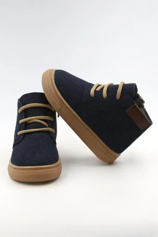 Dusty Orthopedic Zippered Lace-up Girls-Boys Boot Shoe-NAVY BLUE - 2