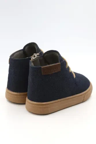 Dusty Orthopedic Zippered Lace-up Girls-Boys Boot Shoe-NAVY BLUE - 3
