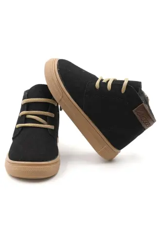 Dusty Ortopedik Fermuarlı Bağcıklı Kız-Erkek Çocuk Bot Ayakkabı - SİYAH - MACCO SHOES (1)