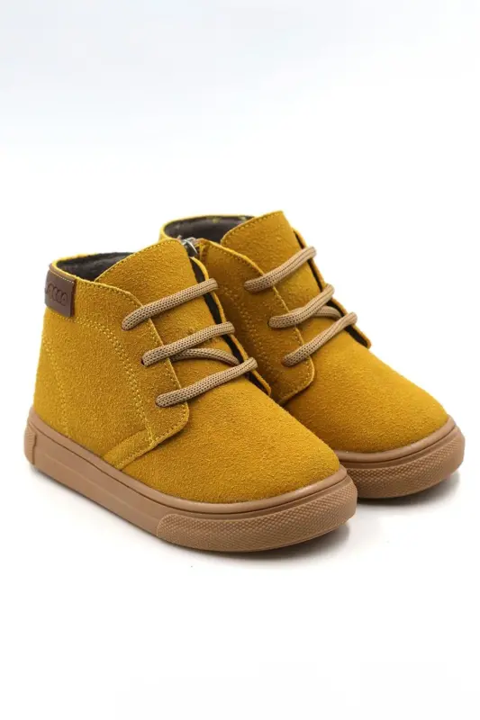 Dusty Ortopedik Fermuarli Bog'ichli Qiz-O'g'il Bolalar Bot Oyoq Kiyimi-SARIQ - MACCO SHOES