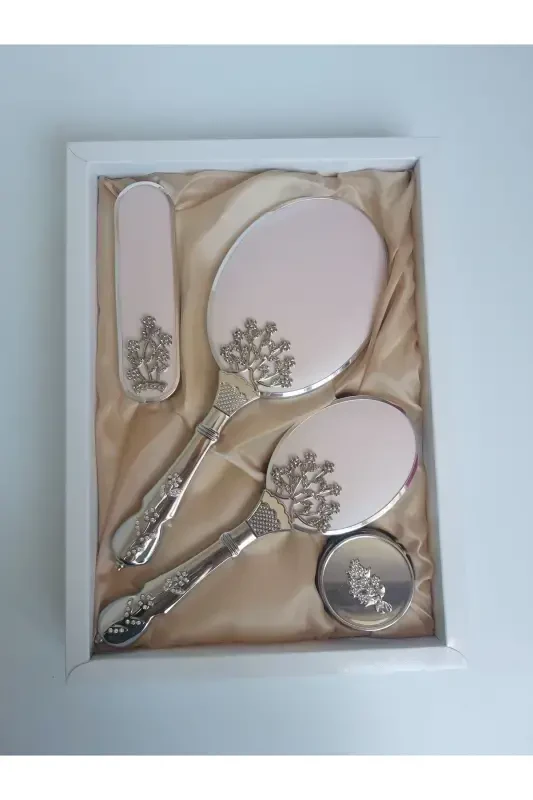 Dusty Rose Color Bridal Trunk Mirror Comb Set Team-pink - MODAZONE
