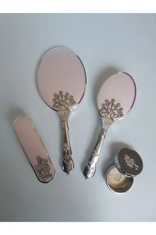Dusty Rose Color Bridal Trunk Mirror Comb Set Team-pink - 2