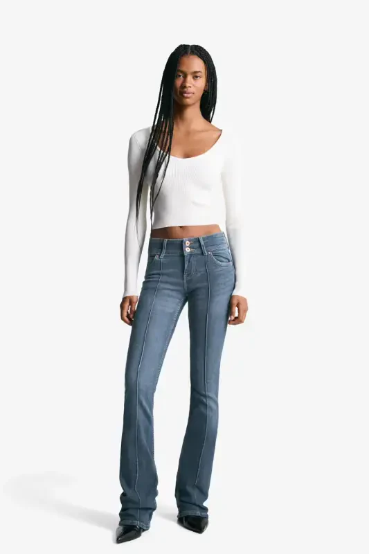 Low waist bootcut jean-Soluk mavi - 1