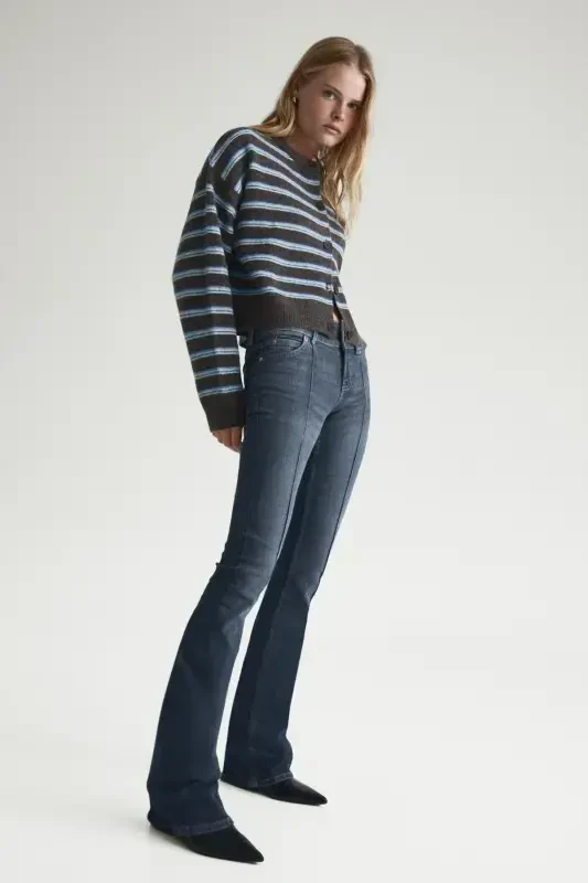 Low waist bootcut jean-Soluk mavi - 4