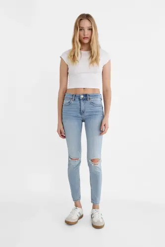 1420 Düşük Bel Skinny Jean - Mavi - 3