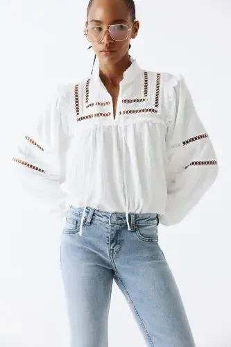 Flared Low Jeans-Açık kot mavisi - 2