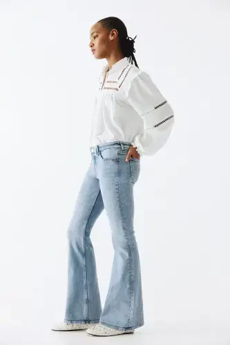 Flared Low Jeans-Açık kot mavisi - 5