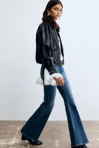 Flared Low Jeans-Açık kot mavisi - 1