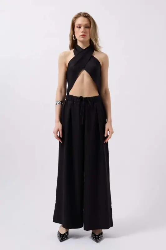 Düşük Bel Oversize Keten Pantolon - 2