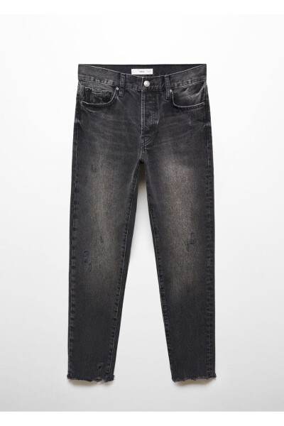 Düşük Belli Paçaları Yırtıklı Girfriend Jean Pantolon - Siyah denim - 3