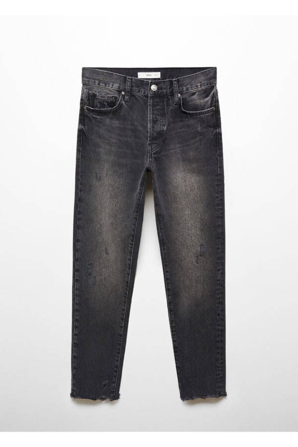 Düşük Belli Paçaları Yırtıklı Girfriend Jean Pantolon - Siyah denim - 3