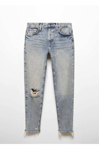 Düşük Belli Paçaları Yırtıklı Girfriend Jean Pantolon - Orta Vintage Mavi - 3