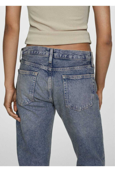 Düşük Belli Paçaları Yırtıklı Girfriend Jean Pantolon - Orta Vintage Mavi - 5