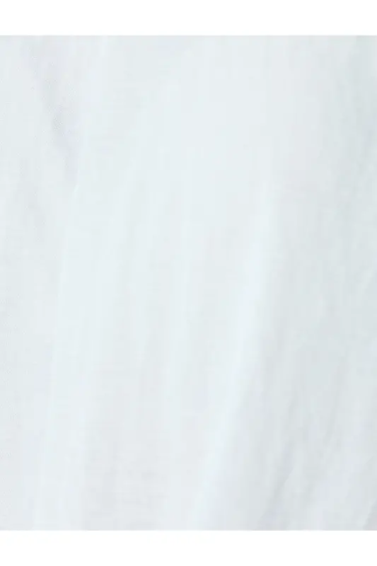 Düşük Omuz Kısa Kollu Bluz Rahat Kalıp Yuvarlak Yaka-Beyaz - 6