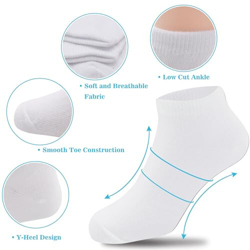 Duufin 18 Pairs Kids Socks Boys Girls Ankle Socks Toddler Socks Low Cut Socks Half Cushion Socks for Kids - 45