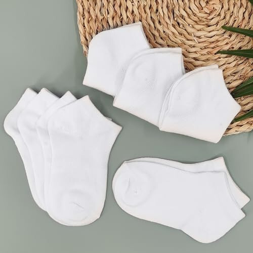 Duufin 18 Pairs Kids Socks Boys Girls Ankle Socks Toddler Socks Low Cut Socks Half Cushion Socks for Kids - 46