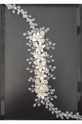 Duvak Gelin Kına Düğün Ve Nişan Tacı Incili Kristal Boncuklu Tamamen El Yapımıdır-KAR BEYAZ - SWAN BUTIK (1)
