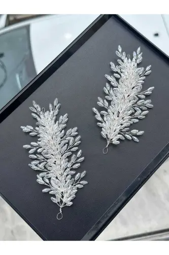 Duvak Gelin Kına Düğün Ve Nişan Tacı Incili Kristal Boncuklu Tamamen El Yapımıdır-PARLAK BEYAZ 