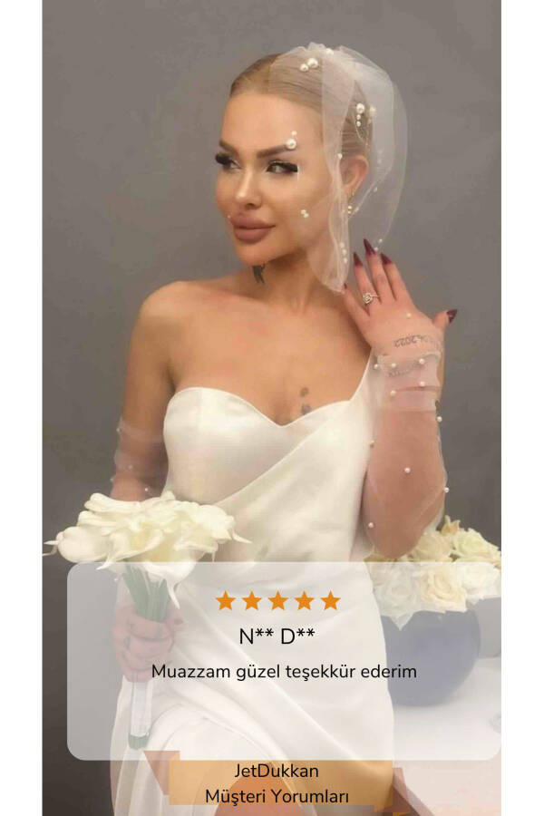 Duvak Gelin Şapkası Kep Incili - Gelin Gelinlik Için, Nikah, Duvağı,tül - 2