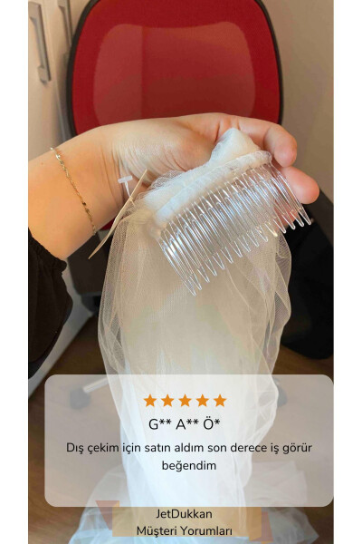 Duvak Sade 2.5 Boy 3 Metre En Metre Oval Kesim - Gelin Gelinlik Için, Nikah, Duvağı,tül, Kırık Beyaz - JETDUKKAN (1)