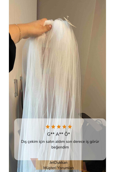 Duvak Sade 2.5 Boy 3 Metre En Metre Oval Kesim - Gelin Gelinlik Için, Nikah, Duvağı,tül, Kırık Beyaz - 3