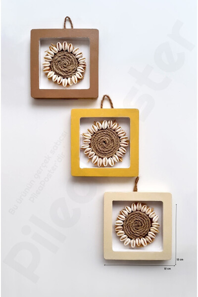 Duvar Çerçevesi 3lü|Boho Dekor|Dekoratif 3 lü Set|üçlü çerçeve |Boho Çerçeve|Dekorasyon|Kahverengi - 5