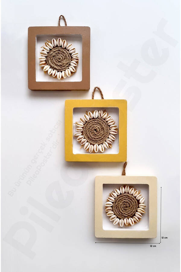 Duvar Çerçevesi 3lü|Boho Dekor|Dekoratif 3 lü Set|üçlü çerçeve |Boho Çerçeve|Dekorasyon|Kahverengi - 2