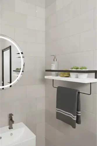 Duvar Rafı Metal Ahşap Banyo Düzenleyici | Havluluk Banyo Rafı Dekoratif Duvar Rafı Çok Amaçlı-BEYAZ TEK ASKILI 