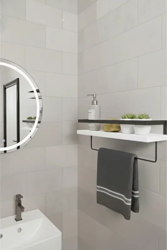 Duvar Rafı Metal Ahşap Banyo Düzenleyici | Havluluk Banyo Rafı Dekoratif Duvar Rafı Çok Amaçlı - BEYAZ TEK ASKILI - MILONSA