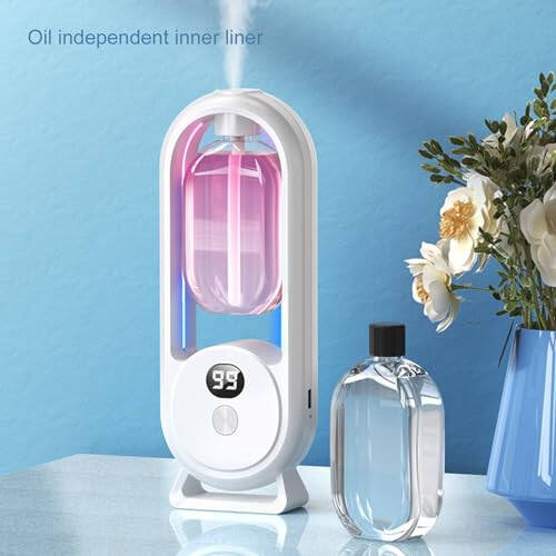 Luqeeg Wall Mounted Essential Oil Diffuser, Intelligent Cold Air Technology Aromatherapy Diffuser 5 Level Digital Display Control Spray Cordless Portability for Home Large Room,Office,Car - 2