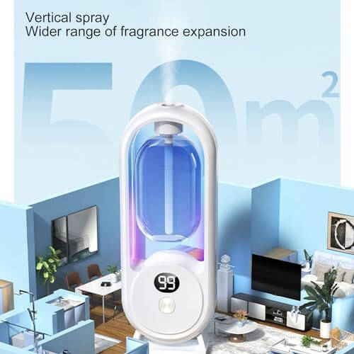 Luqeeg Wall Mounted Essential Oil Diffuser, Intelligent Cold Air Technology Aromatherapy Diffuser 5 Level Digital Display Control Spray Cordless Portability for Home Large Room,Office,Car - 4