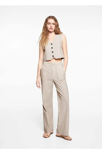 Düz çizgili pantolon - MANGO TEEN (1)