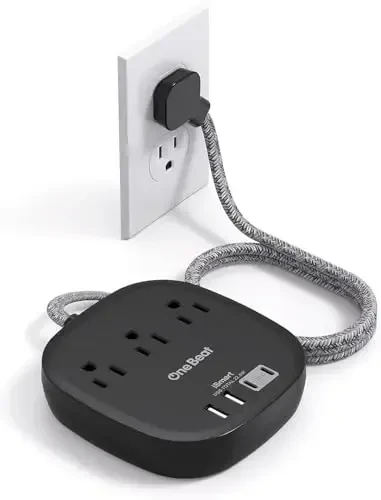 Flat Plug Power Strip, Flat Extension Cord 3 Ft, 3 Outlets 4 USB Ports (2 USBC) 22.5W/4.5A Desktop Charging Station, Power Strip No Surge Protection for Cruise Ship, Dorm Room Travel Essentials, Black 
