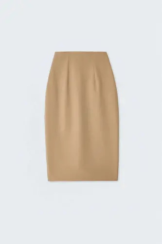 Düz Kalem Etek - Açık Camel - AÇIK CAMEL - 5