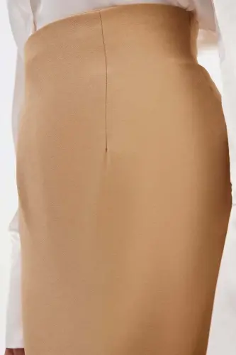Düz Kalem Etek - Açık Camel - AÇIK CAMEL - 5
