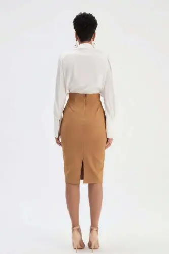 Düz Kalem Etek - Açık Camel - AÇIK CAMEL - 6