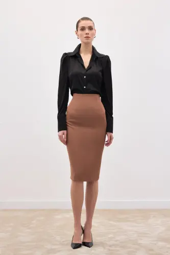 Düz Kalem Etek - Camel-CAMEL - 1